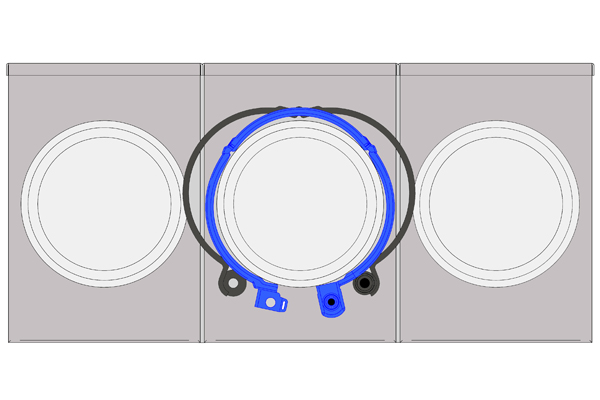 The INNER-TITE Jointed Ring (BLUE) allows installation in tighter spaces than other hinged rings. Ideal for confined spaces and multi-gang meter applications.